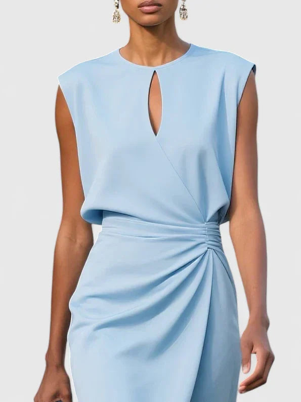 Da Donna Abito Midi Drappeggiato in Vita Eleganza Raffinata