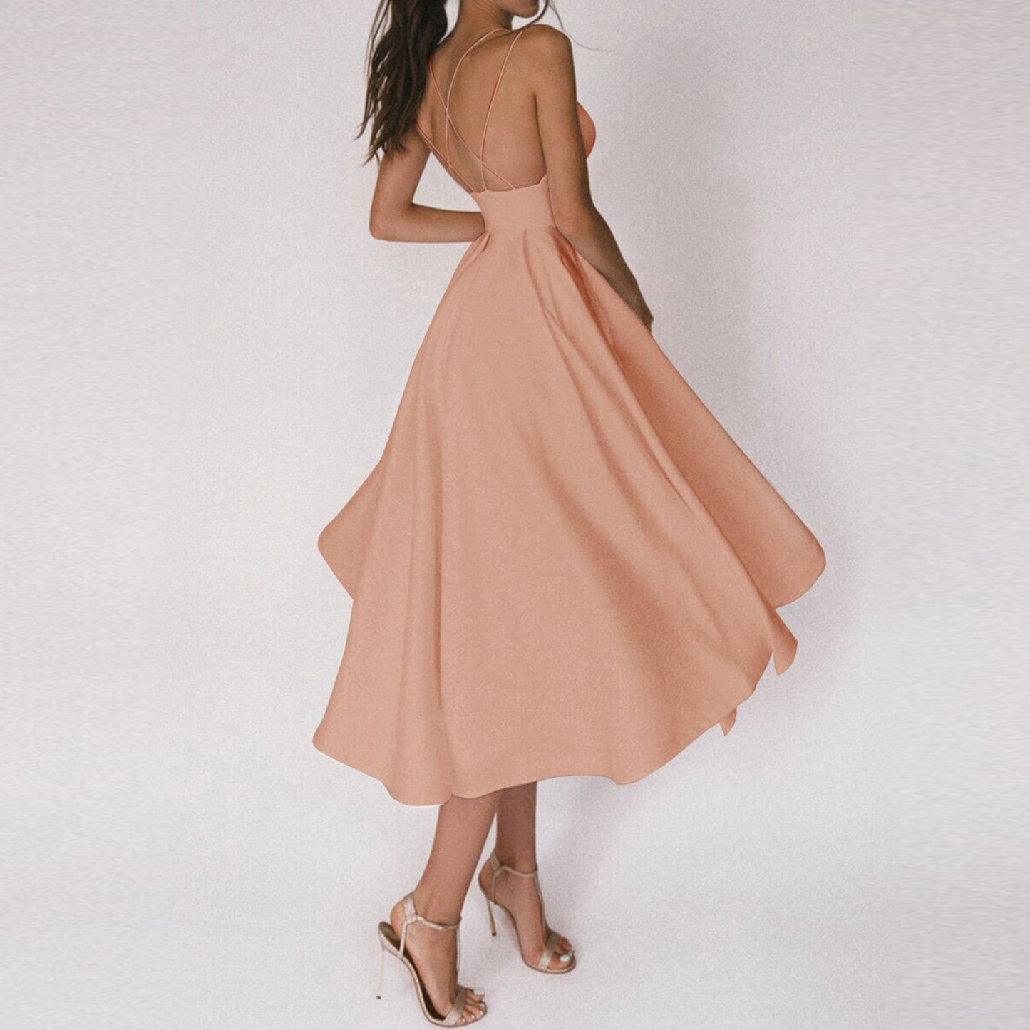 Da Donna Abito Midi Svasato Spalline Sottili Eleganza Moderna