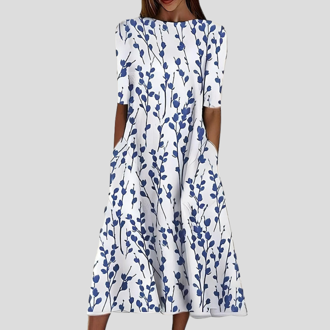 Da Donna Abito Midi Stampato dallo Stile Quotidiano Elegante