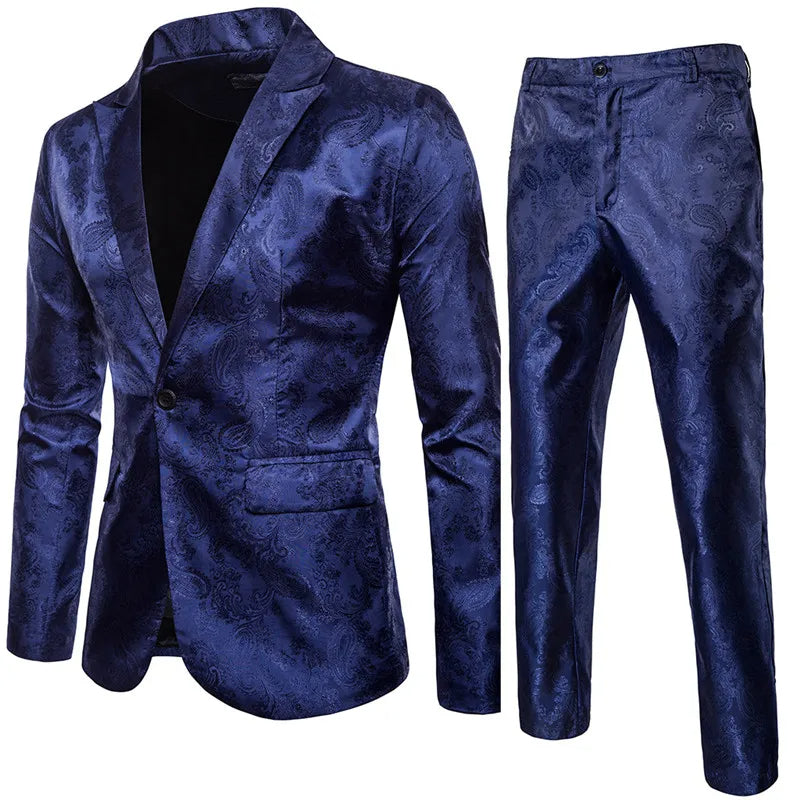 Da Uomo Completo Jacquard Slim Fit Eleganza Formale con Blazer e Pantaloni