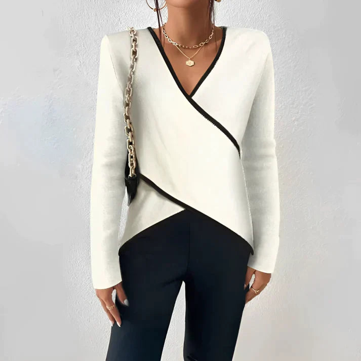 Da Donna Maglia Incrociata Scollo V Eleganza Casual Moderna
