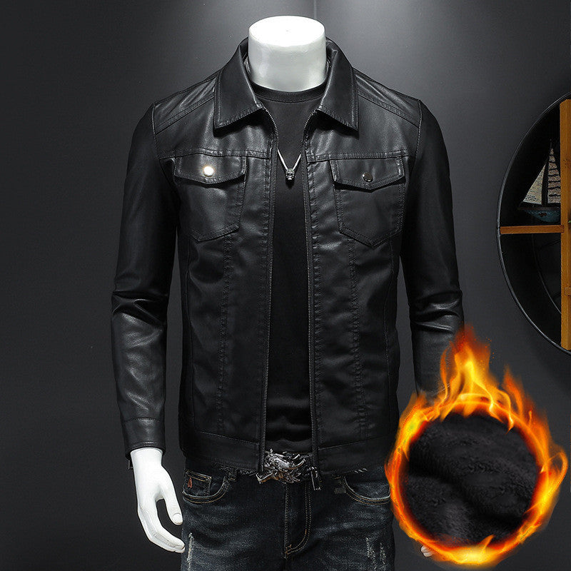Da Uomo Giacca Heritage Pelle Strutturata Zip Front