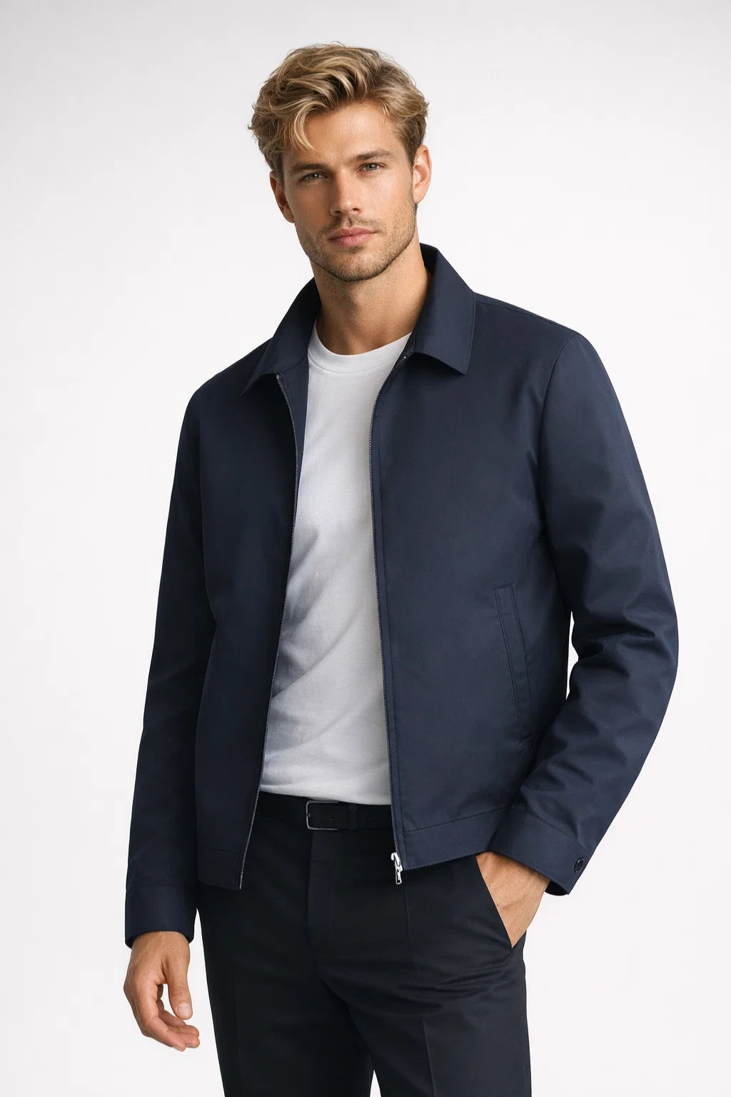 Da Uomo Giacca Slim Fit Zip Smart Casual Moderna