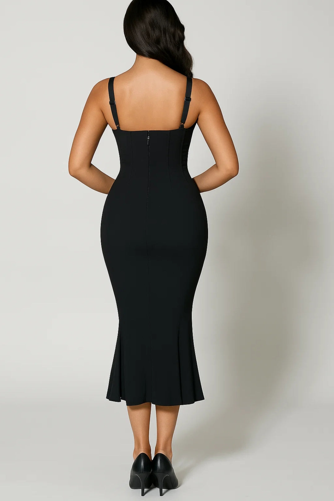 Da Donna Abito Midi Scolpito con Scollo a Cuore e Orlo Svasato
