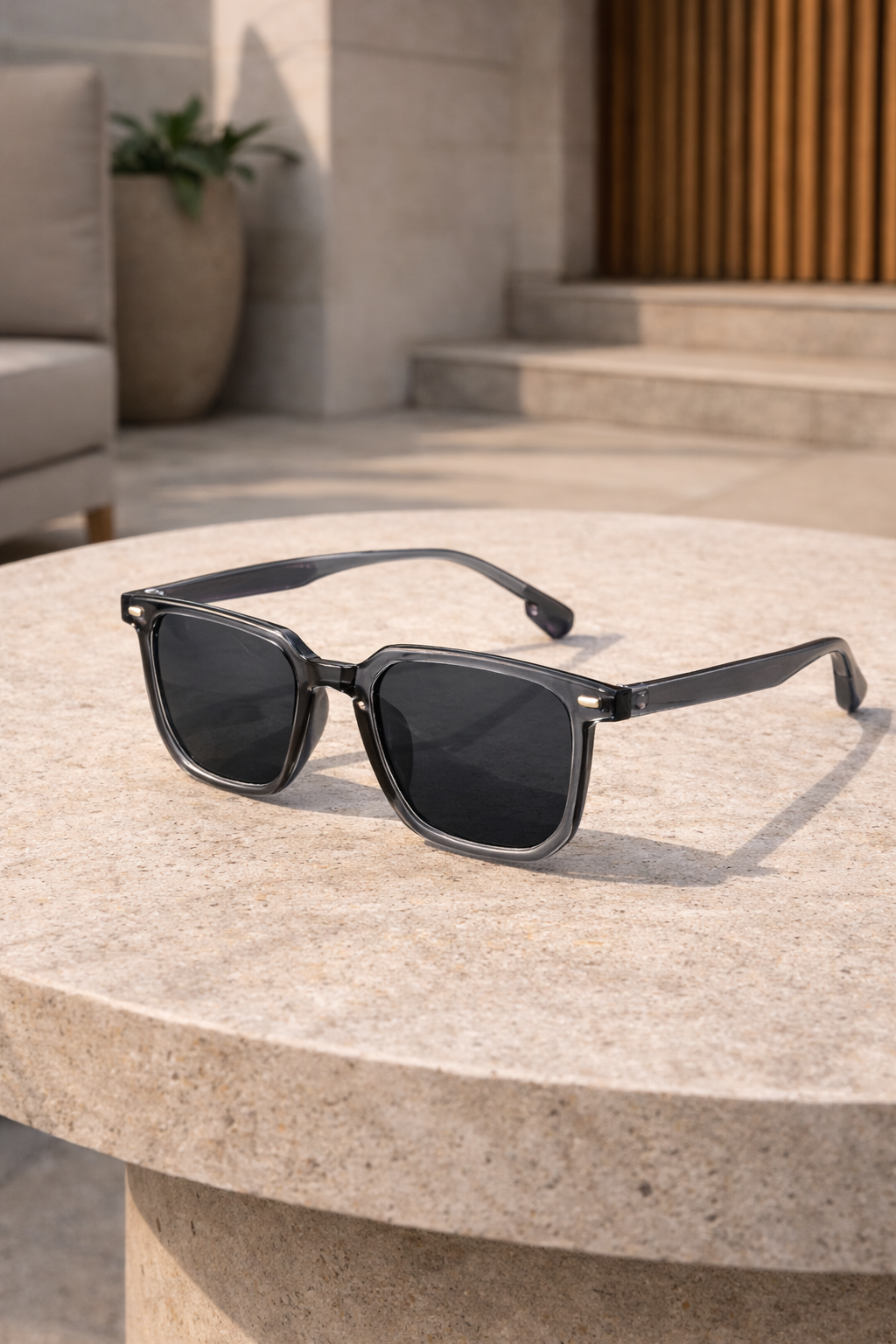 Men's Sunglasses with Lightweight Polycarbonate Square Frame