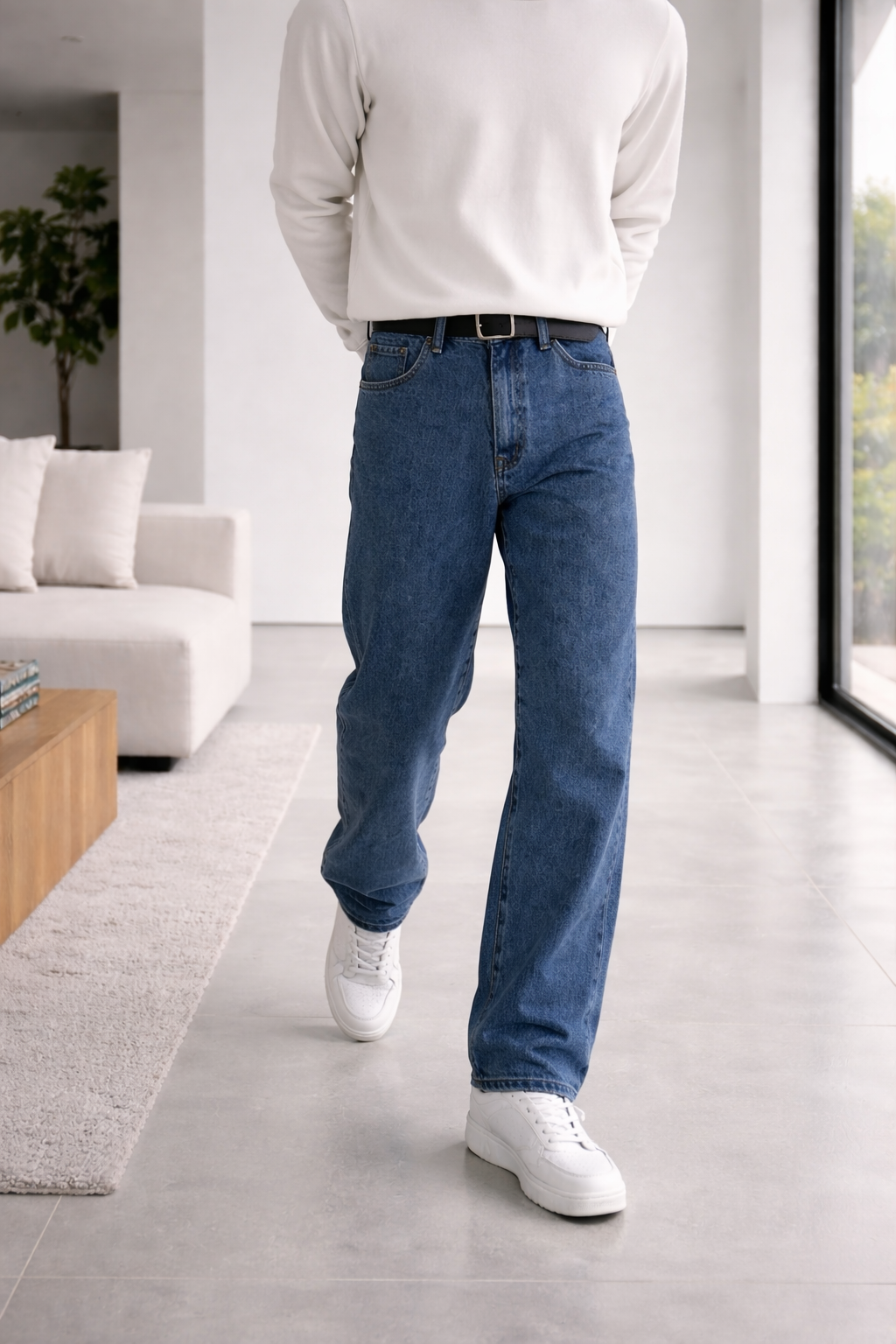 Da Uomo Jeans in Denim a Gamba Dritta dallo Stile Casual Versatile