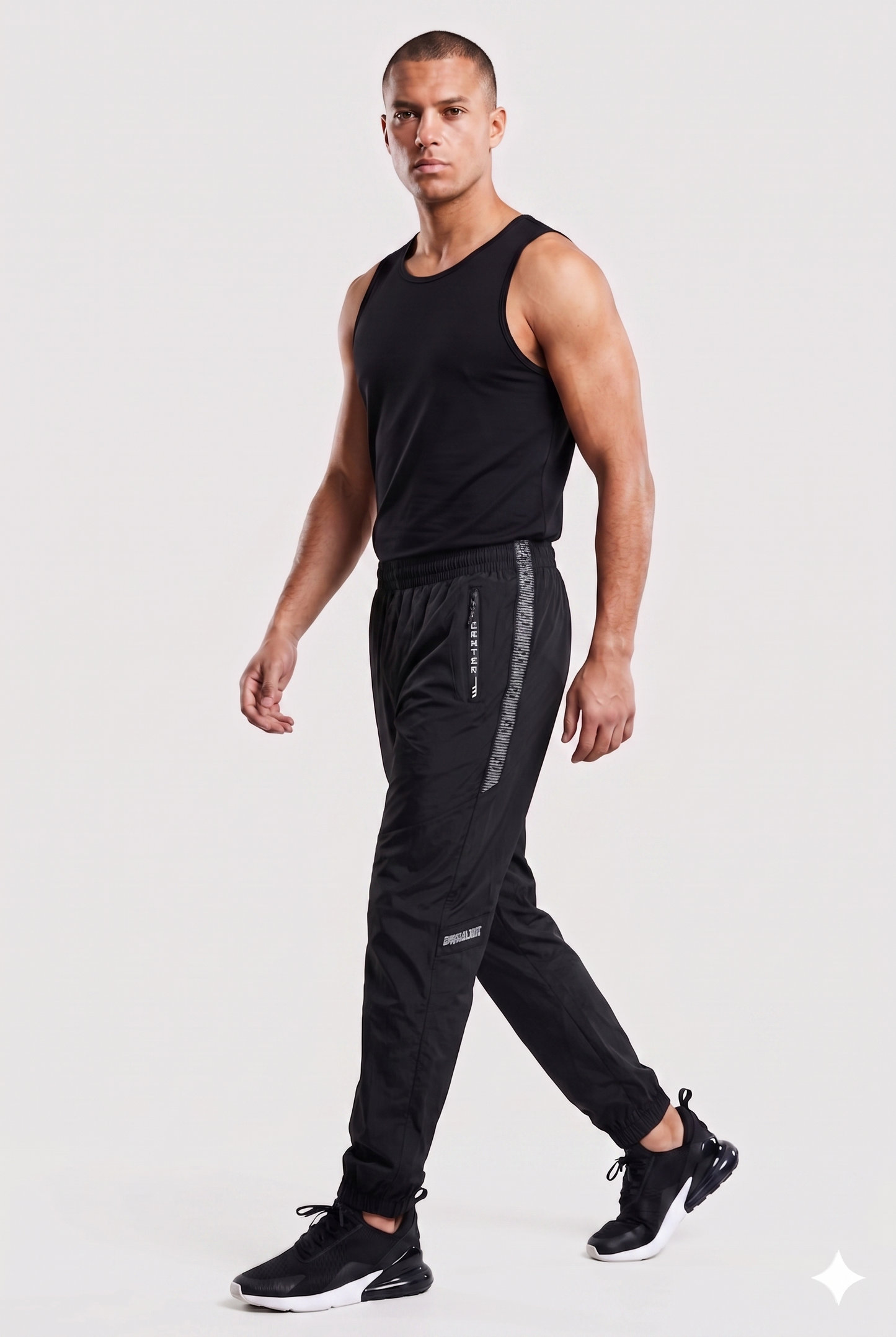Da Uomo Pantaloni Jogger Tecnici Slim con Tasche Zip Performance