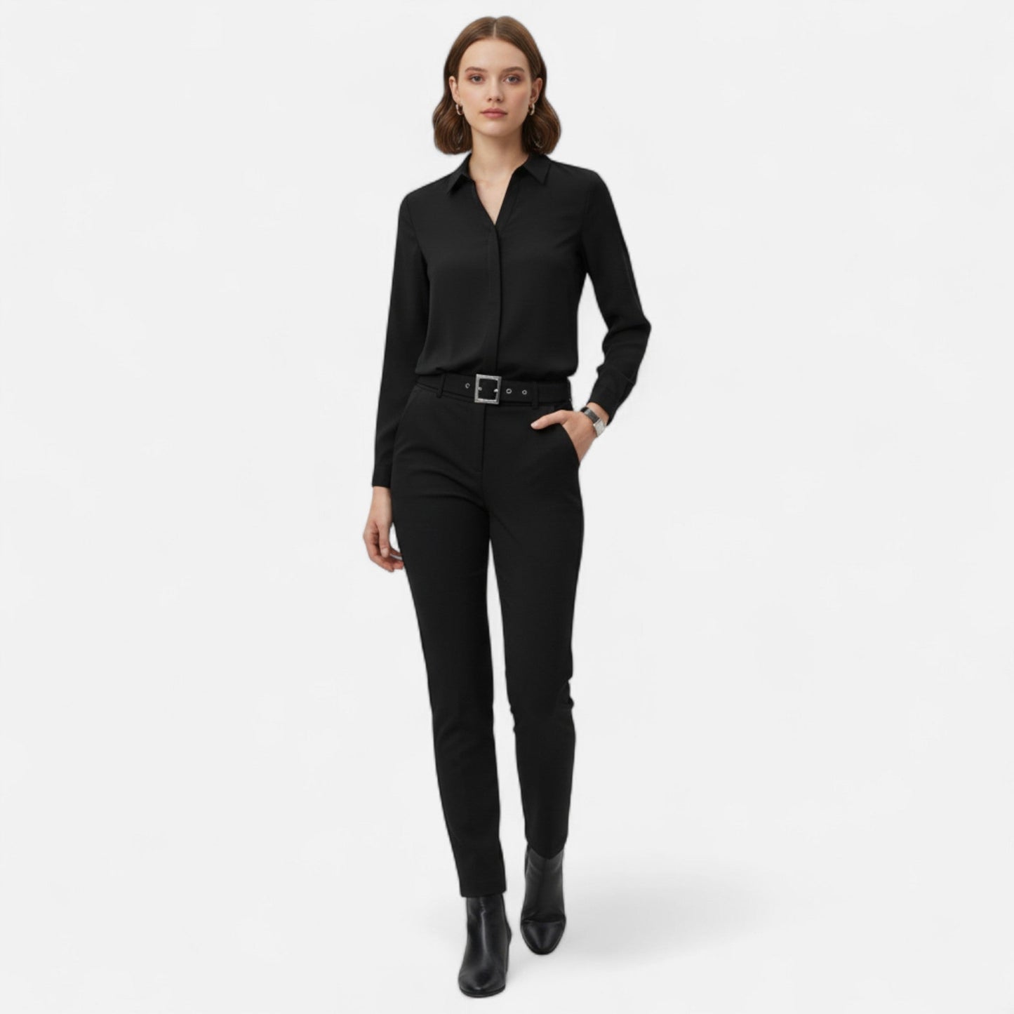 Da Donna Blusa Fluida con Scollo Aperto e Linea Essenziale