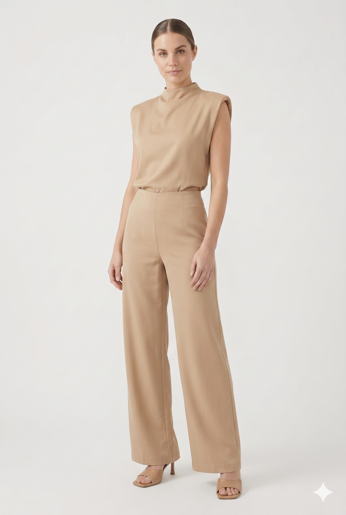 Da Donna Tuta Intera Gamba Ampia Collo Alto Fluida Elegante