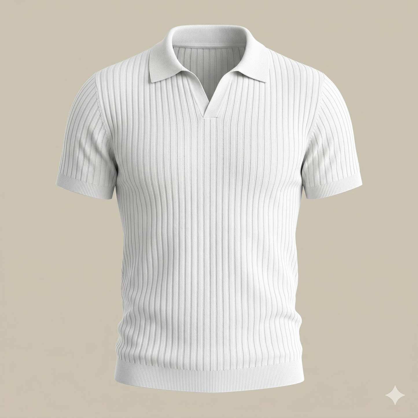 Polo da Uomo a Costine con Scollo a V: Design Essenziale e Fit Moderno