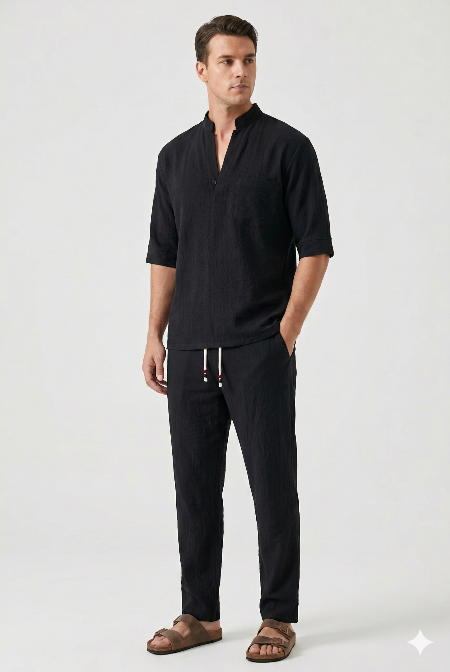 Da Uomo Completo Due Pezzi Camicia Pantalone Linea Rilassata