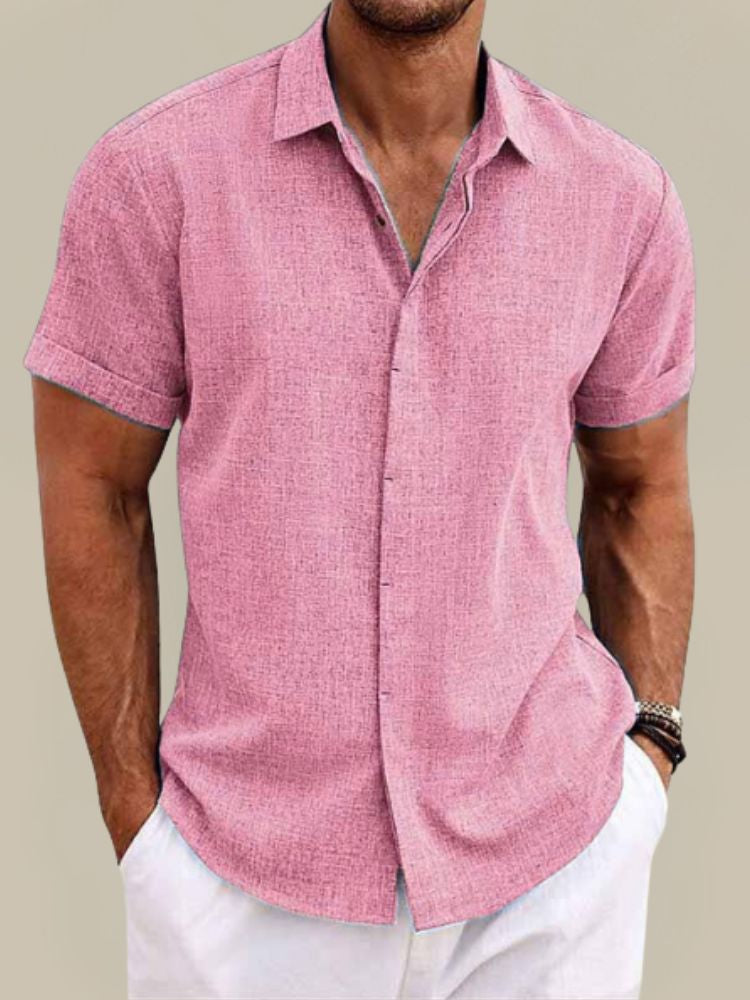 Da Uomo Camicia Relax In Lino Con Colletto