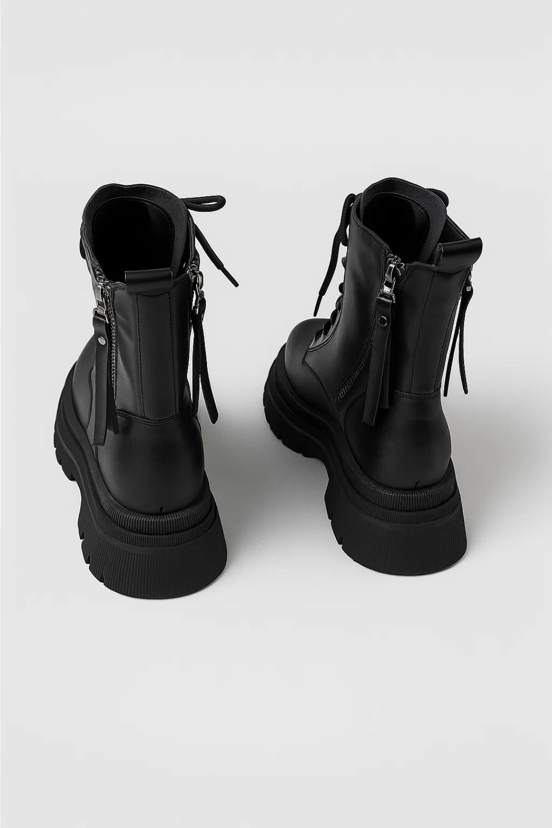Da Donna Stivaletti Stringati con Suola Strutturata e Zip Laterale