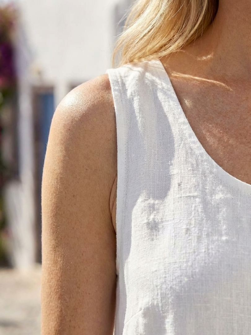 Da Donna Abito Maxi Smanicato con Vestibilità Morbida e Linea Fluida