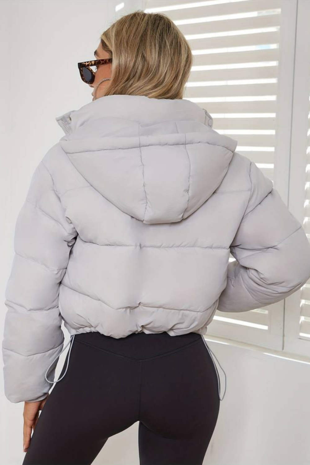 Da Donna Giacca Puffer Crop Cappuccio Urban Moderno