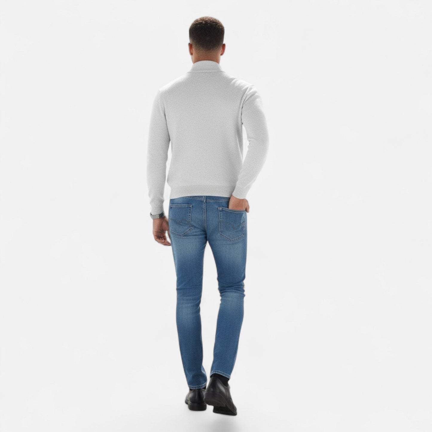 Da Uomo Maglia Heritage con Zip Collo Alto in Cashmere Blend