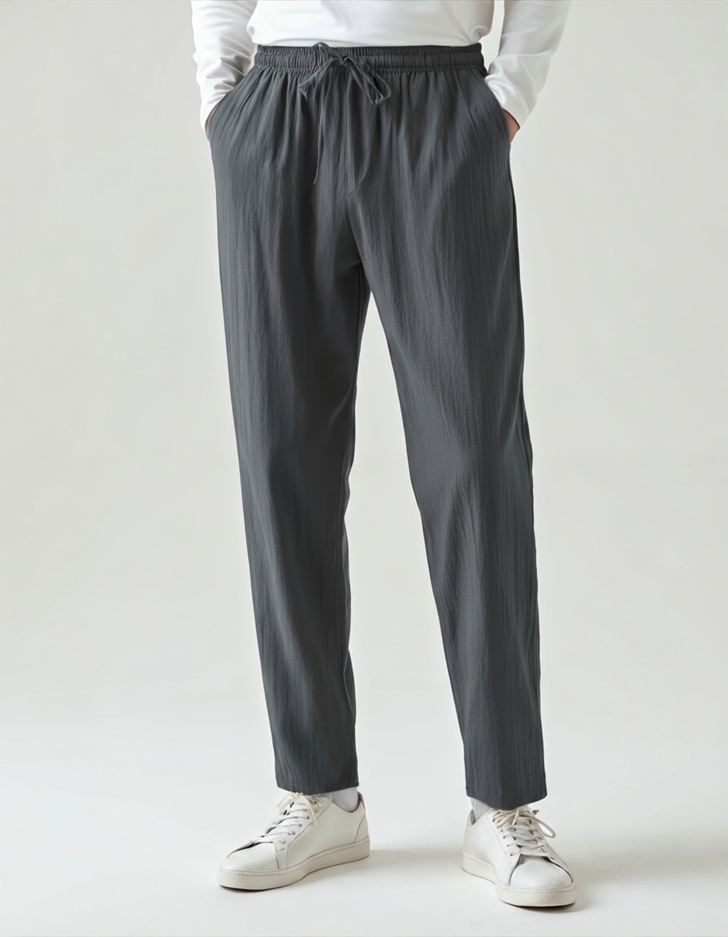 Da Uomo Pantaloni Relax con Coulisse e Gamba Dritta Morbida