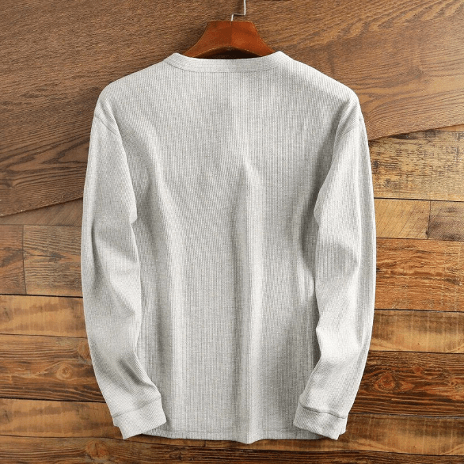 Da Uomo Maglia Henley Texture Waffle Essential