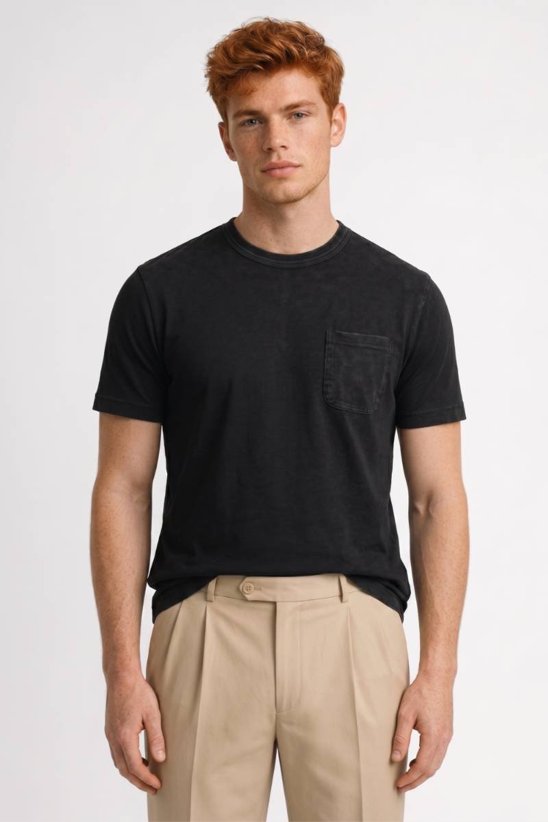 Da Uomo T-Shirt con Tasca sul Petto Taglio Lavato Quotidiano