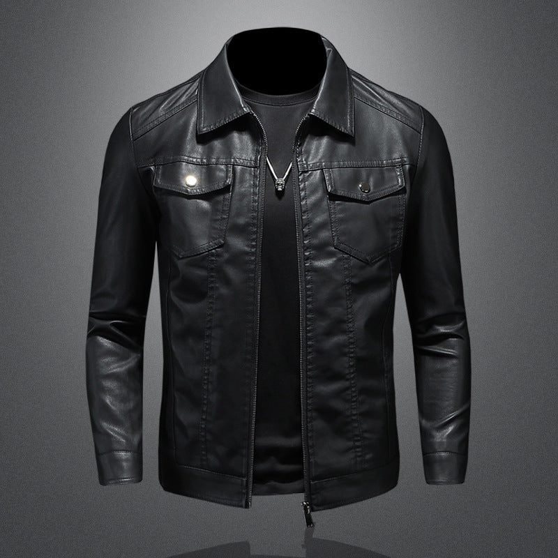Da Uomo Giacca Heritage Pelle Strutturata Zip Front
