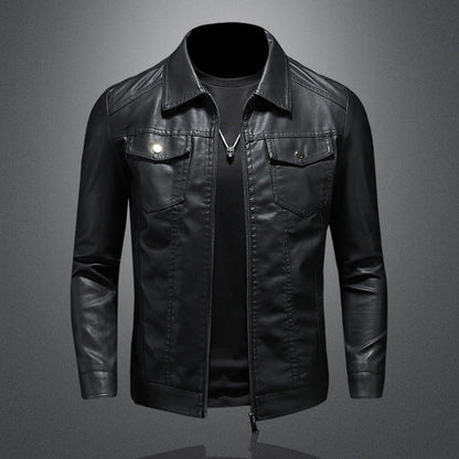 Da Uomo Giacca Heritage Pelle Strutturata Zip Front
