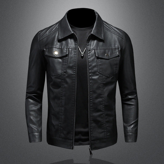 Da Uomo Giacca Heritage Pelle Strutturata Zip Front