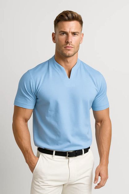 Da Uomo T-Shirt Collo Coreano Essenziale Relax Moderna