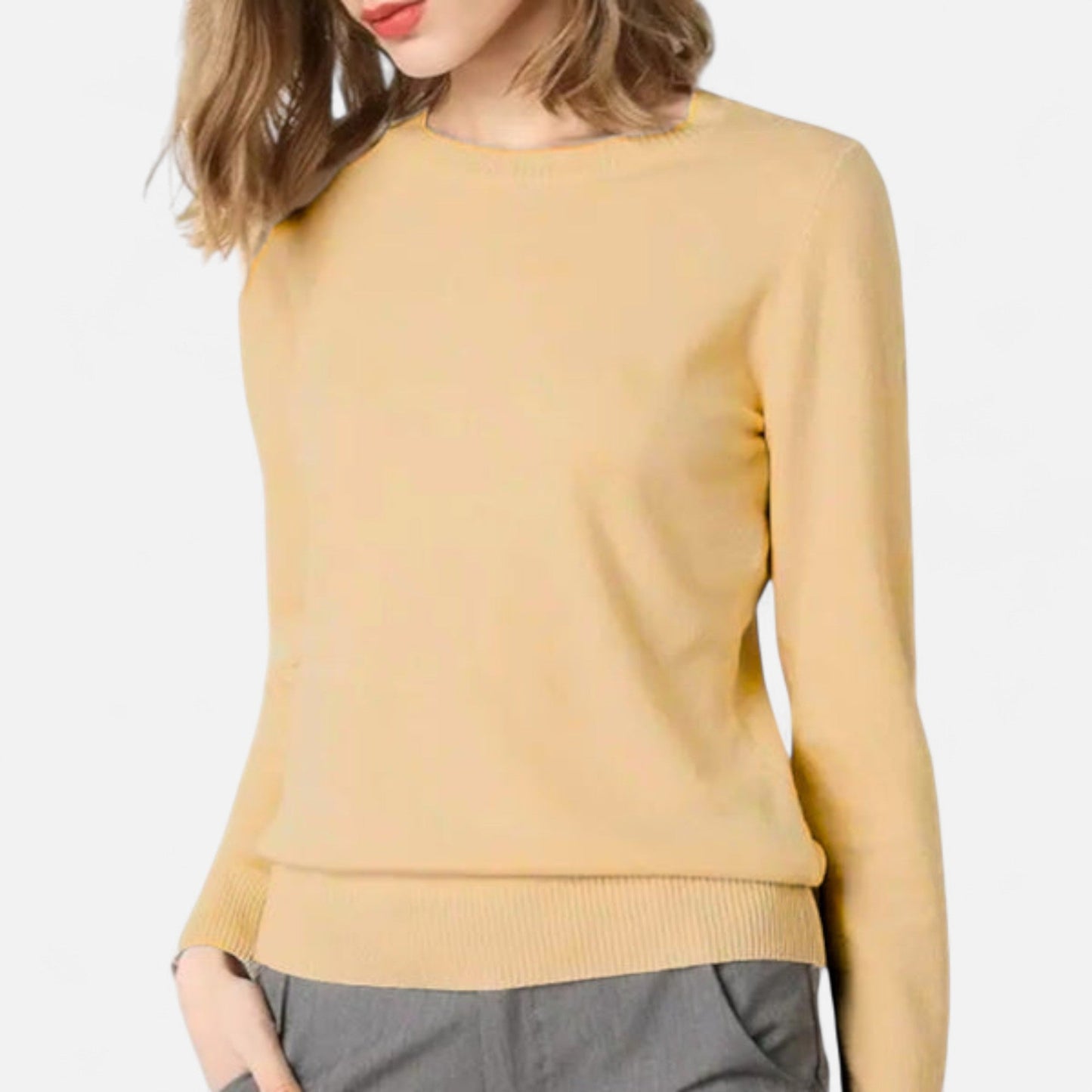 Da Donna Maglia Girocollo Minimal in Maglia Morbida