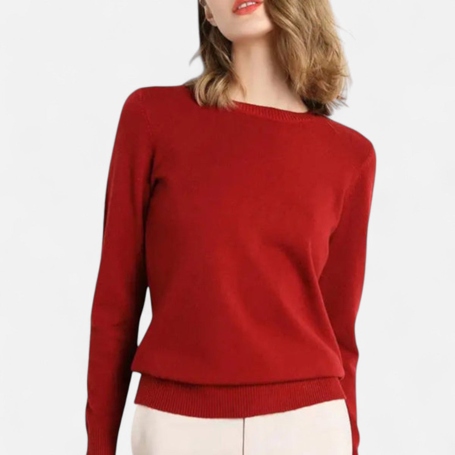 Da Donna Maglia Girocollo Minimal in Maglia Morbida
