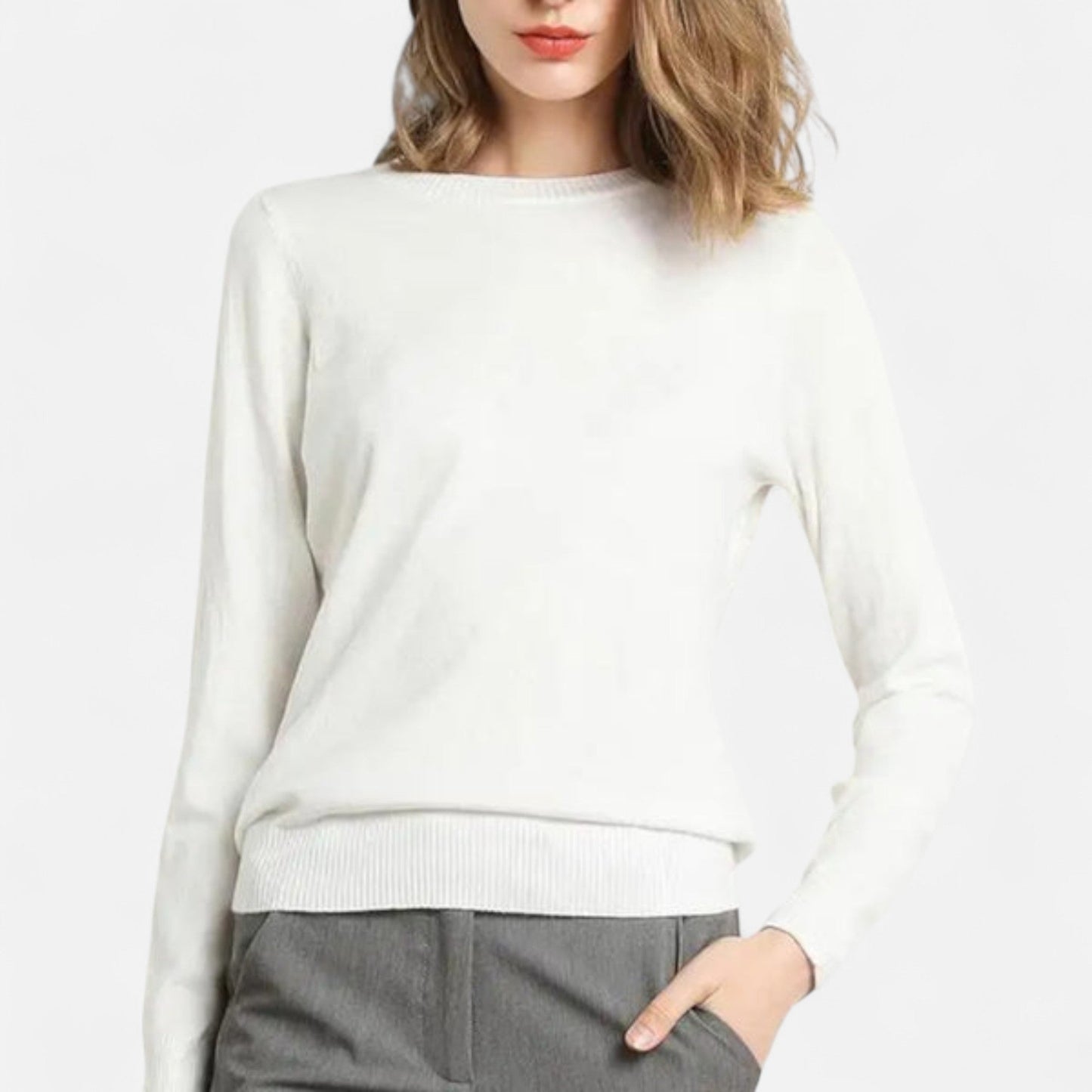 Da Donna Maglia Girocollo Minimal in Maglia Morbida