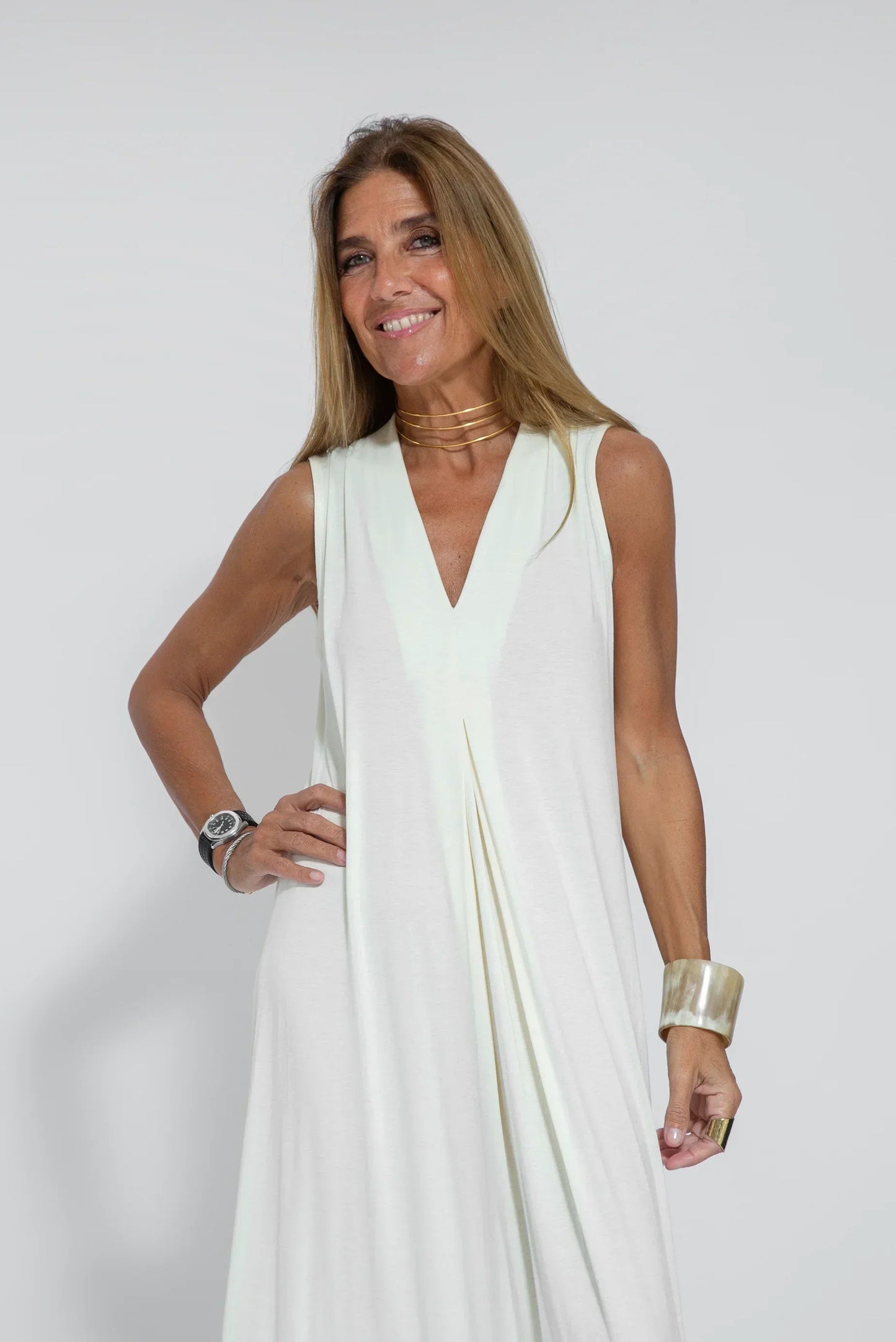 Da Donna Abito Maxi Scollo V Smanicato Eleganza Moderna