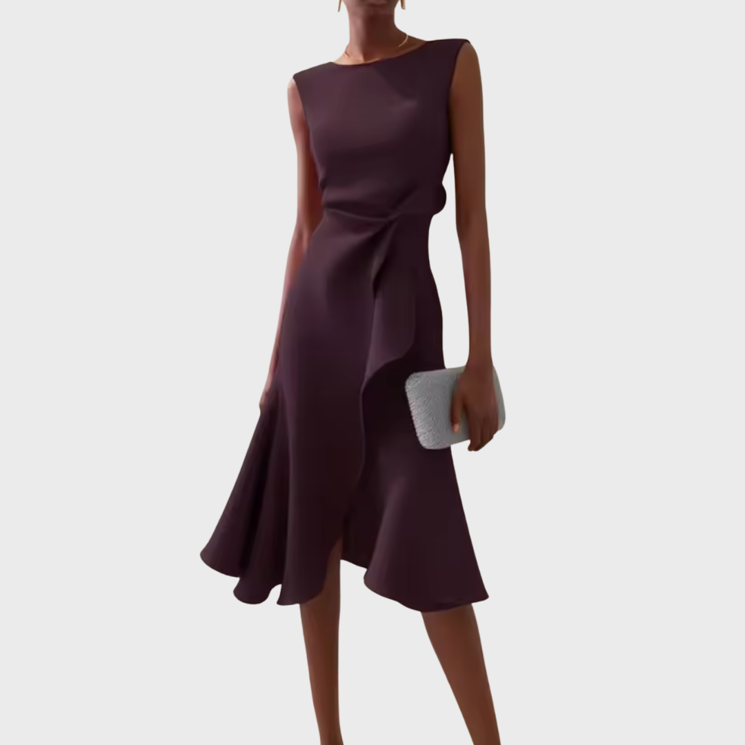 Da Donna Abito Midi Drappeggio Asimmetrico Eleganza Moderna