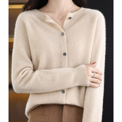 Da Donna Cardigan in Lana Merino e Cashmere Collo O Eleganza Invernale