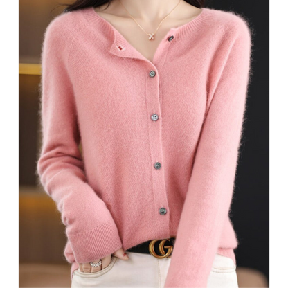 Da Donna Cardigan in Lana Merino e Cashmere Collo O Eleganza Invernale