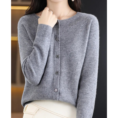 Da Donna Cardigan in Lana Merino e Cashmere Collo O Eleganza Invernale