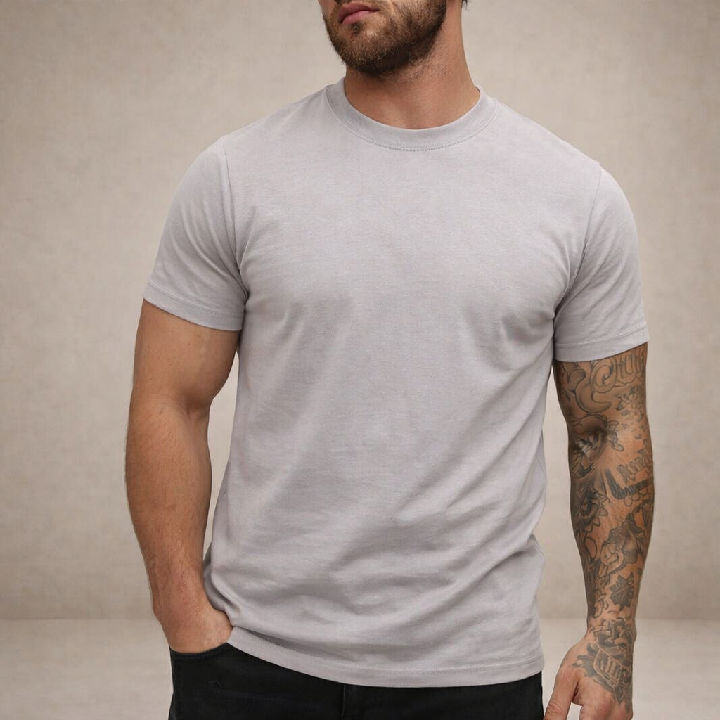 Da Uomo T-Shirt Slim Fit Girocollo Essenziale Relax Moderna
