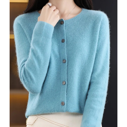 Da Donna Cardigan in Lana Merino e Cashmere Collo O Eleganza Invernale
