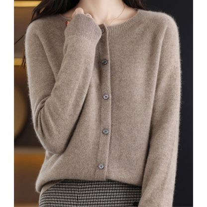 Da Donna Cardigan in Lana Merino e Cashmere Collo O Eleganza Invernale
