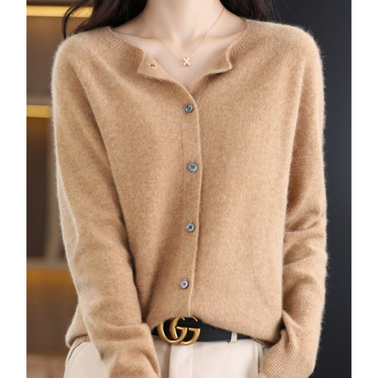 Da Donna Cardigan in Lana Merino e Cashmere Collo O Eleganza Invernale