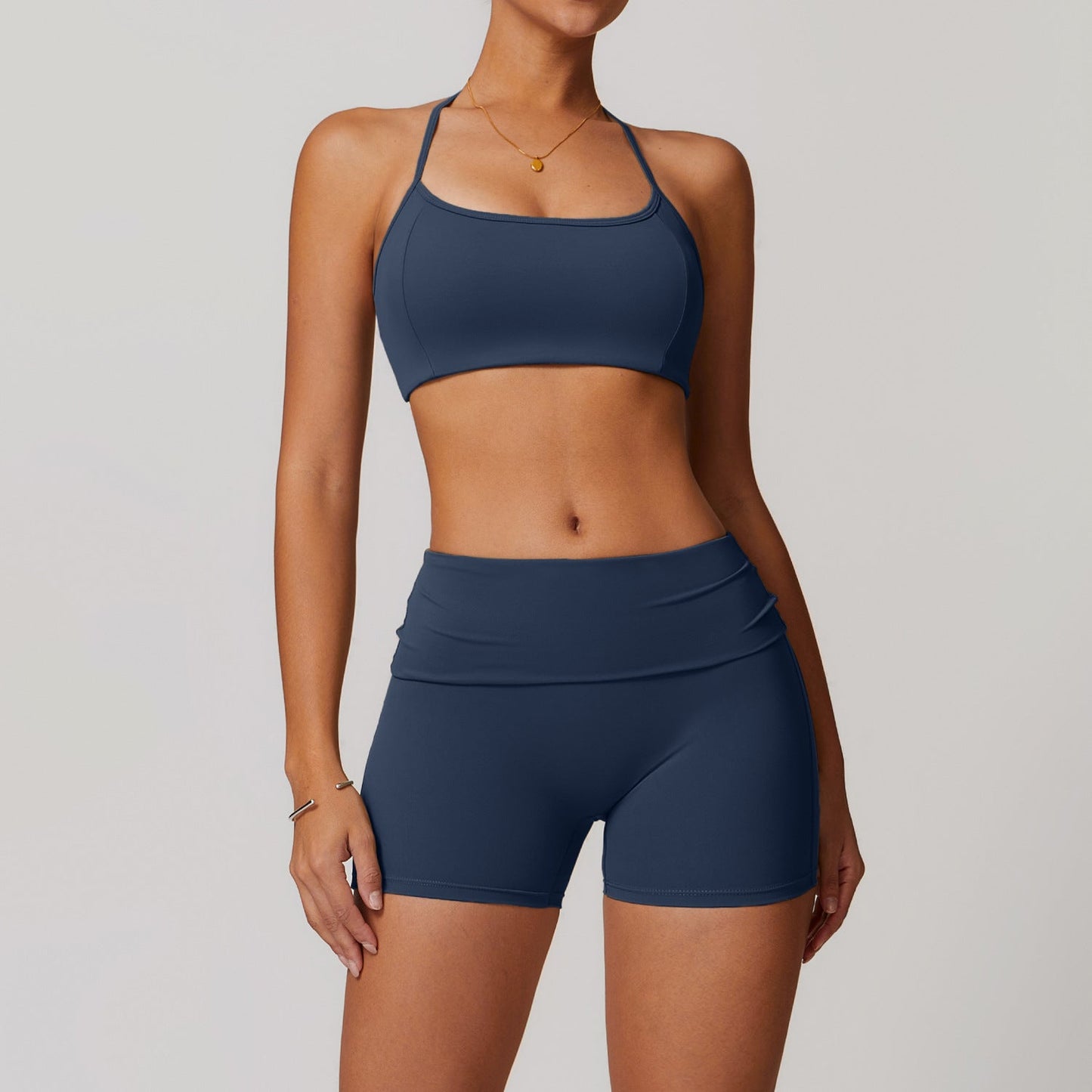 Da Donna Set Yoga con Spalline Shorts Vestibilità Modellante