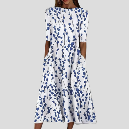 Da Donna Abito Midi Stampato dallo Stile Quotidiano Elegante