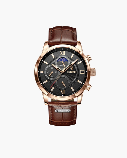 Da Uomo Orologio Multifunzione con Cinturino Classico e Quadrante Elegante