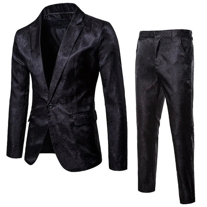 Da Uomo Completo Jacquard Slim Fit Eleganza Formale con Blazer e Pantaloni