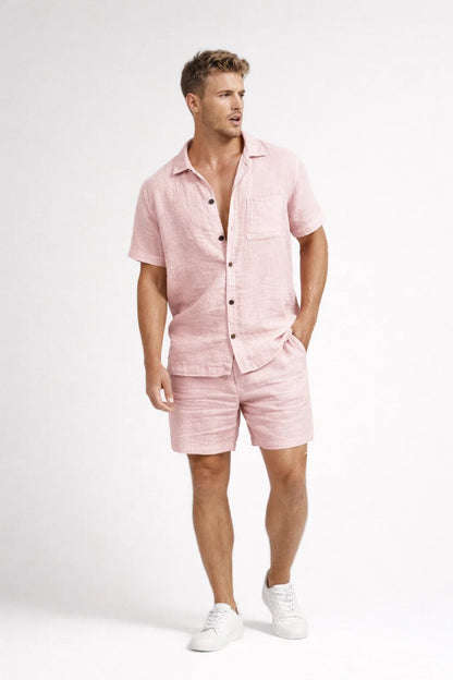 Da Uomo Completo Lino Camicia Shorts Relax Moderno