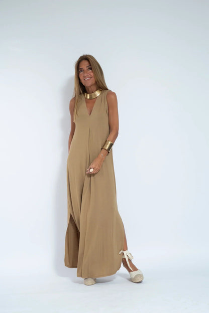 Da Donna Abito Maxi Scollo V Smanicato Eleganza Moderna