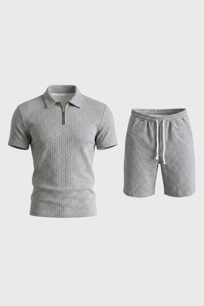 Da Uomo Set Outfit con Polo a Coste e Shorts
