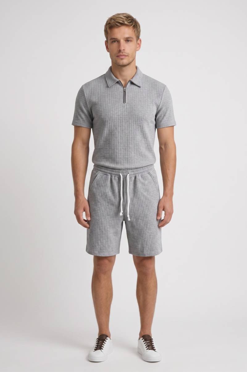 Da Uomo Set Outfit con Polo a Coste e Shorts