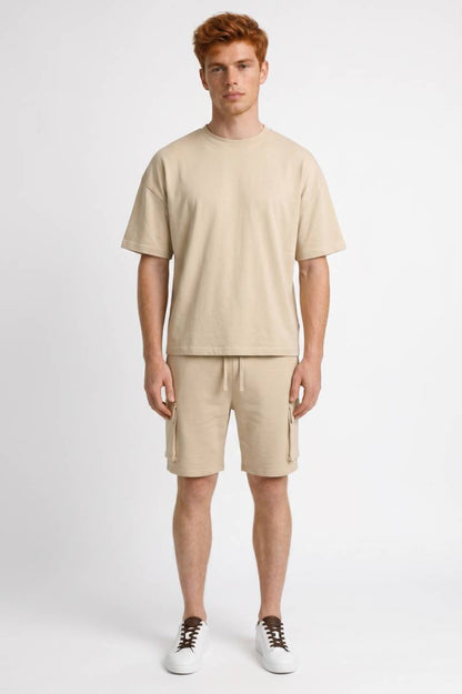 Da Uomo Set con T-Shirt Oversize e Shorts Cargo
