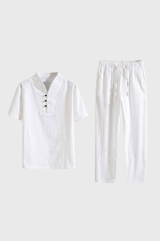 Da Uomo Set Outfit Camicia a Maniche Corte Pantaloni con Coulisse