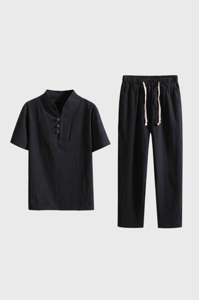 Da Uomo Set Outfit Camicia a Maniche Corte Pantaloni con Coulisse